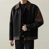 European & American Men's Patchwork Color Block Jacket - Rebellious Lapel Casual Winter Fashion 2025