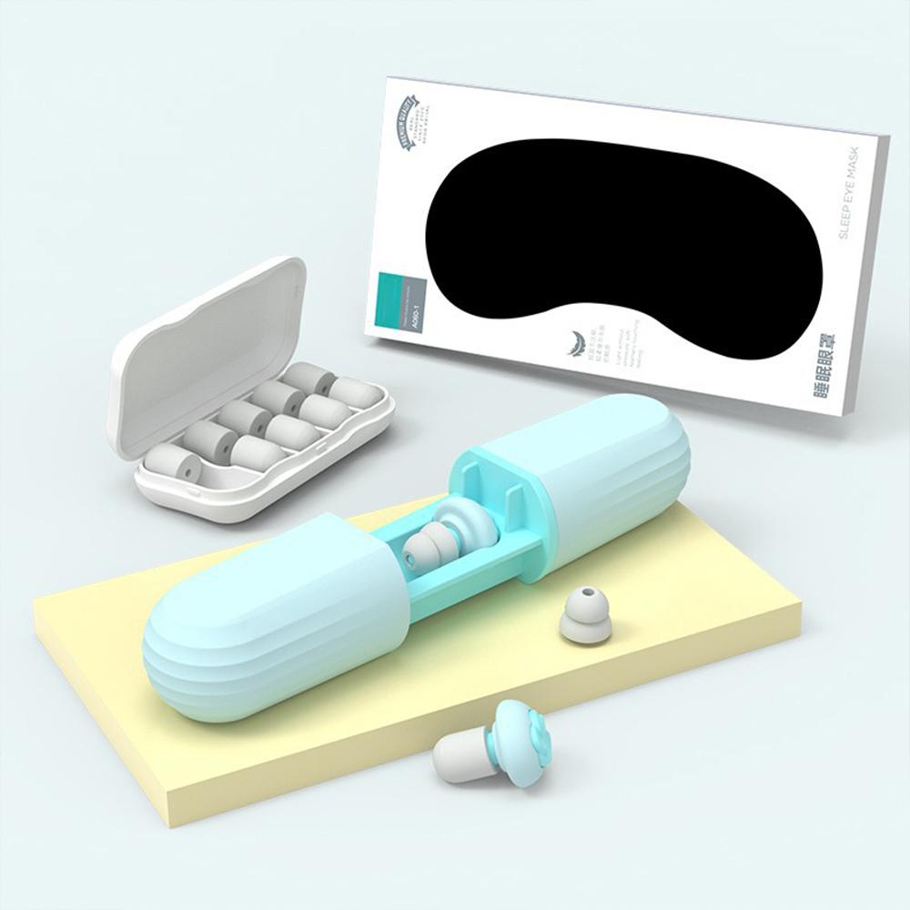 Slow Rebound Ear Plugs Memory Earplugs Noise Reduction Ear Plug Sleep Anti Noise Travel Portable with 3D Eye Mask Silk Eye Patch