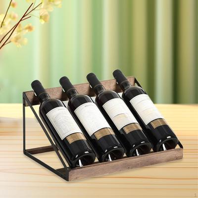 Stojak na wino na blat 4 butelki Organizer Półka ekspozycyjna Wolnostojący Oszczędzający miejsce 36x25x18cm dla