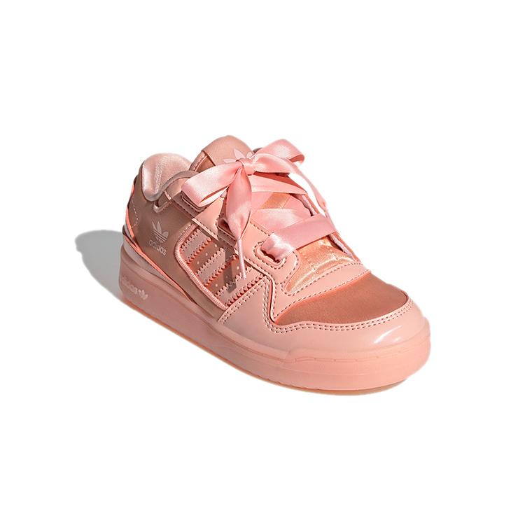 Adidas Originals FORUM Satin Low C Cushioning, Wear Resistant Low top Skateboard Shoes Pink Children Aged 3 7 Years Old FY8821
