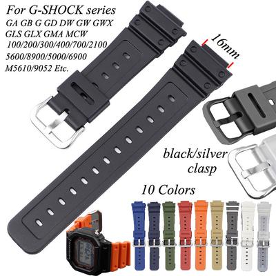 16 mm Silikon-Armband für Casio DW-6900/GW-M5610/DW-5600E, weiches TPU, buntes Uhrenarmband, schwarzes Armband, Ersatzarmband