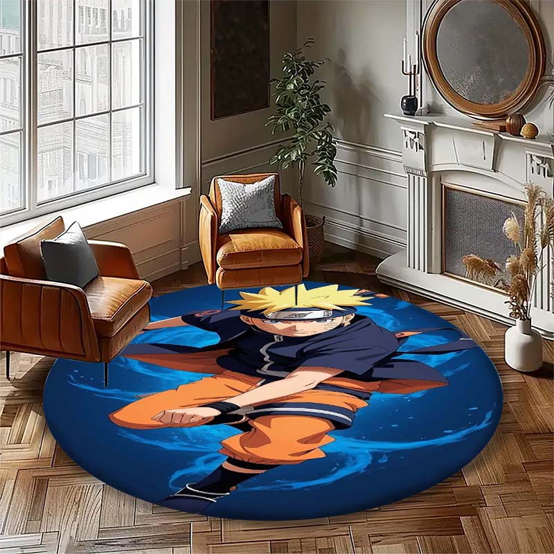 Naruto Uzumaki Akatsuki  Printed Round Rug Soft  Anti-Slip Carpet  for Home Bedroom Living Room Gaming Room Dorm Decor