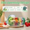 Portable Salad Container with A Side-opening Leakproof Mason Jar Style Salad Box Wet/Dry Separation Breakfast Fruit Storage Box