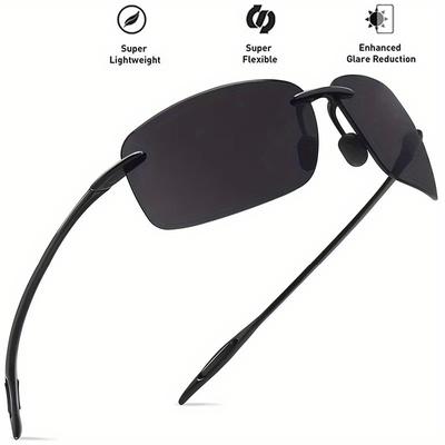 Unpolarisierte Ultraleichte TR90 Sonnenbrille Herren Damen Rahmenlos Fahrer Brille Mode Outdoor Angeln Wandern Laufen Sport Brillen