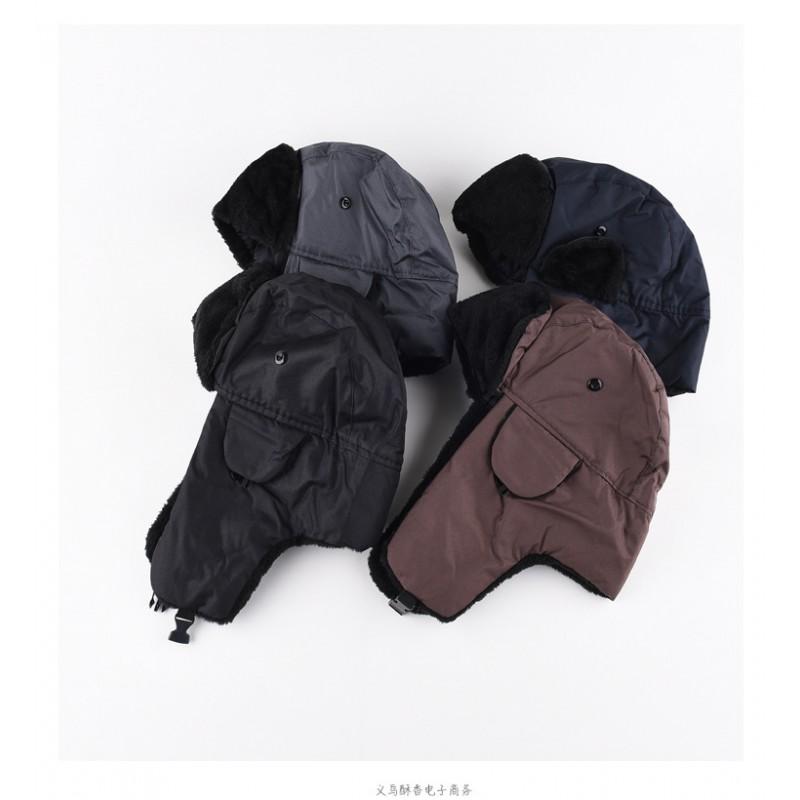 Unisex Warm Fleece Lined Winter Hat With Ear Protection Windproof Outdoor Ski Cap Cold Weather