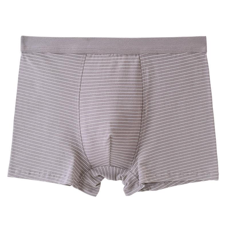 Men's Summer All-Cotton Mid-High Waist Boxers: Plus Size Striped Breathable Briefs