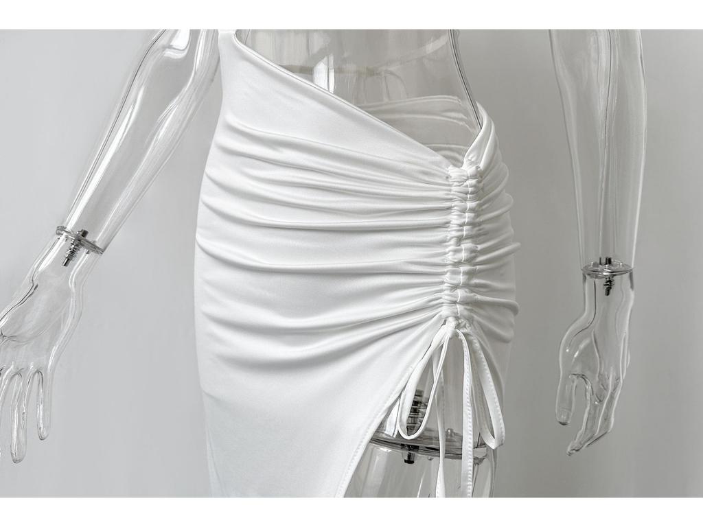 2026 One-Shoulder Strap Women's Sexy Lace-Up Cut-Out Split Long Dress