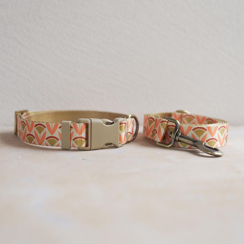 PLATTCO New Crown Flower Dog Collar & Leash Set - Imitation Nylon XL