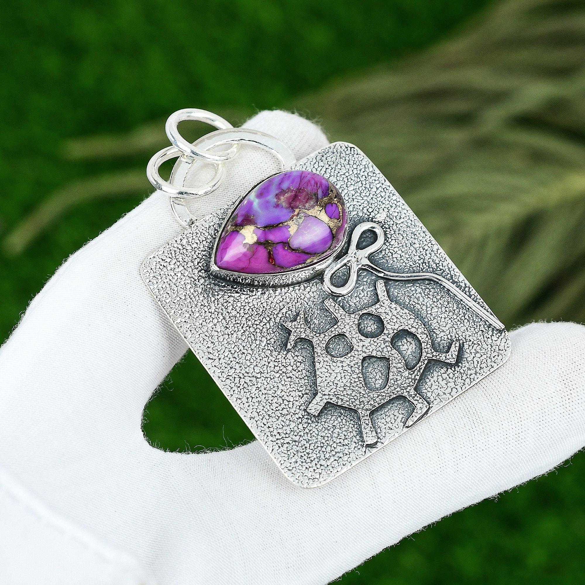 

Sisters Day Sale Sterling Silver Copper Purple Turquoise Stone Pendant Jewelry