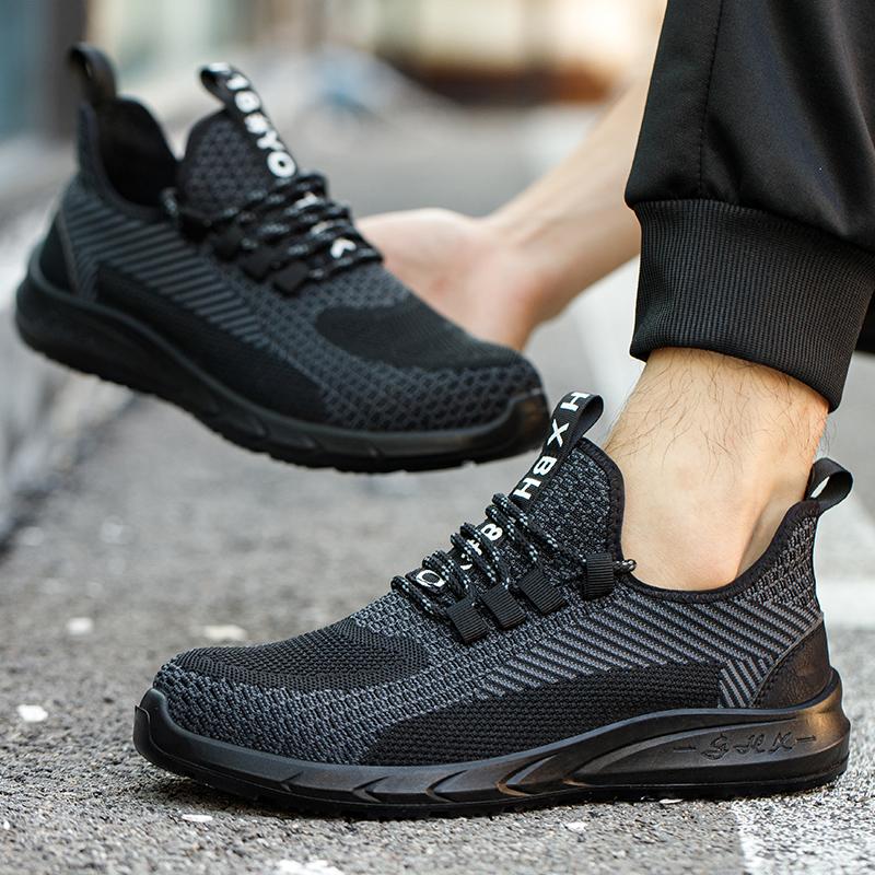 Lightweight Safety Shoes Men Steel Toe Work Shoes Breathable Puncture Proof Safety Boots Work Hiking Boots Sneakers Anti-slip