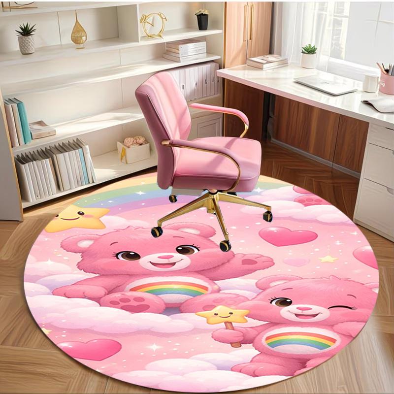 Care Bears Print Round Rug, Washable Floor Carpet, For Entryway Dorm Laundry Room Office Study, Home Decor Birthday Christmas Gift