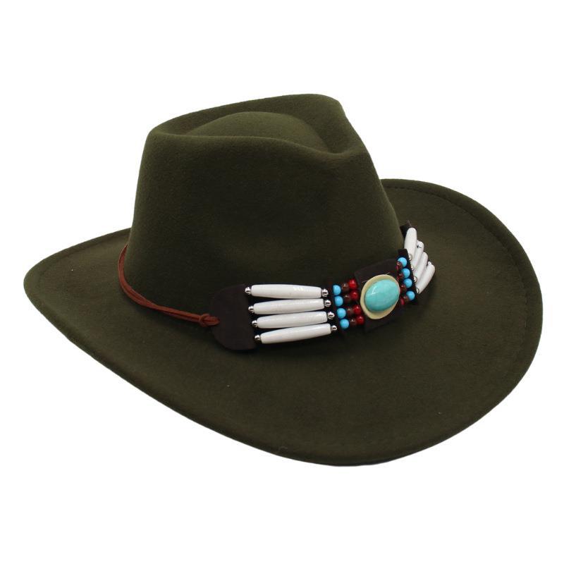Ethnic Style Western Cowboy Hat Curled Tweed Hat Tibetan Top Hat