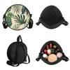 Leaf Print Round Shoulder Bag Casual Messenger Bag Daily Adjustable Strap Crossbody Bag for Woman Best Gifts 2D Flat