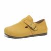 Women's Suede Flat Mules, Casual Buckle Strap Closed Toe Loafers, Retro Minimalist Slip-on Shoes for Spring Autumn Daily Wear