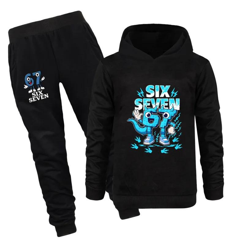 STEAL A BRAINROT Blue No. 67 Hoodie Pants Set Cute House Dolls Game Surrounding Blue No. 67 Sweatshirts for Kids Birthday