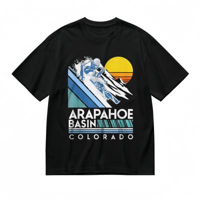Herren T-Shirt mit Retro Ski Fieber Grafik Unisex Schwarz 100% Baumwolle Tops Sommer