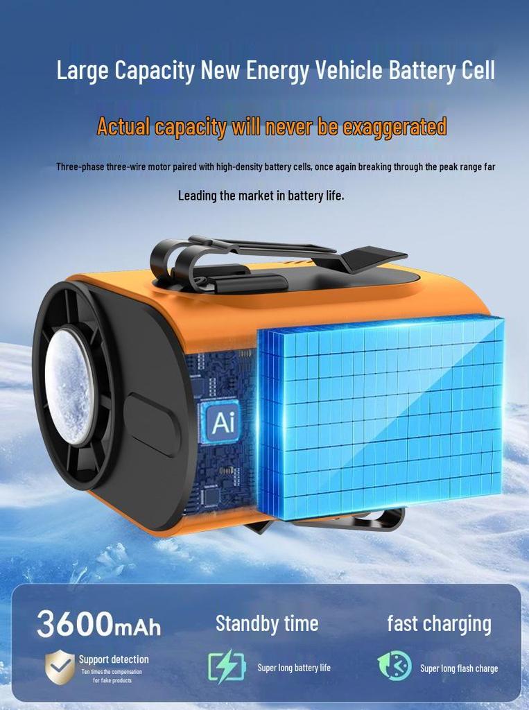 2026 Portable Cross-Body Waist Fan with LED Light - Long-Lasting, Clip-On Outdoor Fan