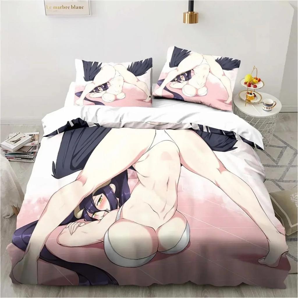Albedo Overload 3D Print Bedding Set Single Twin Full Queen King Size Bed Set Adult Kid Bedroom Hentai Anime Girl Bedding Gift