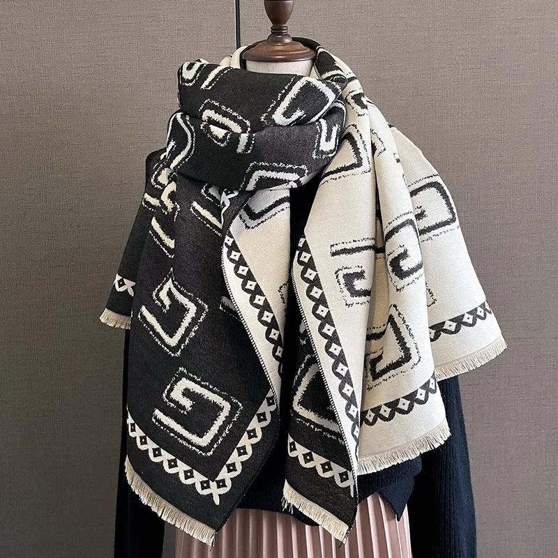 Nový Zimný Hrejivý Kašmírový Šál Dámsky Šál Pashmina Hrubý Šál Deka Bufanda Cestovný Šál Dámsky Vzorovaný Šál