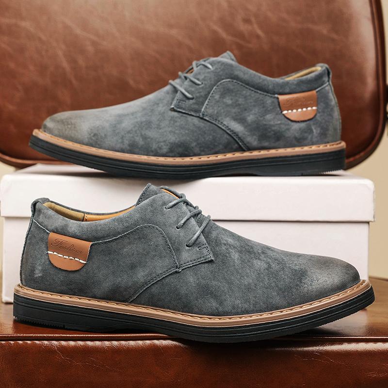 Zapatos Oxford clásicos de cuero genuino para hombres, zapatos planos, zapatos casuales de cuero de ante cómodos, mocasines, zapatos de negocios para hombre