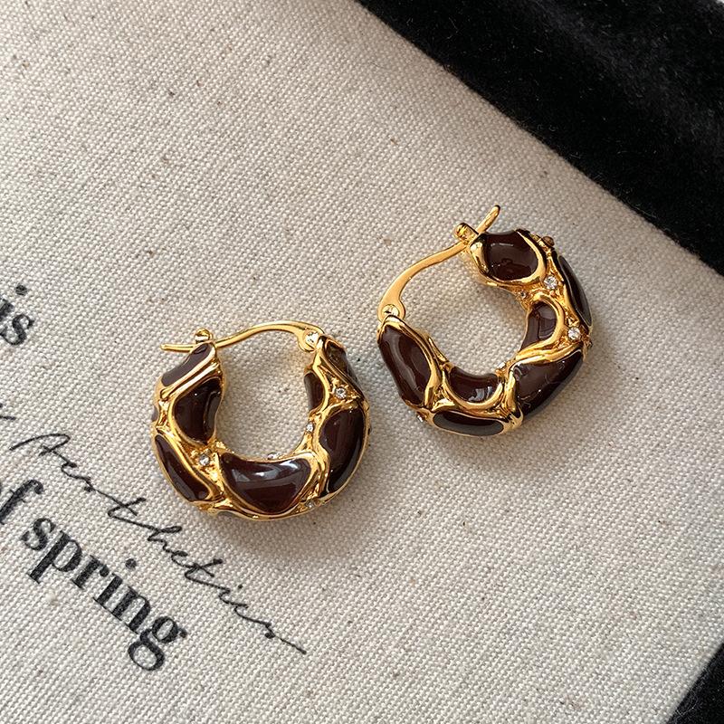 Осенние и зимние серьги в стиле Maillard, ретро, бордовые, женские, легкая роскошь, темпераментные, высококачественные серьги-гвоздики, французские персонализированные серьги