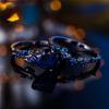 Damen Blau Zirkon Stein Herz Verlobungsring Set Vintage Roségold Farbe Braut Hochzeitsringe Party Schmuck Für Frauen