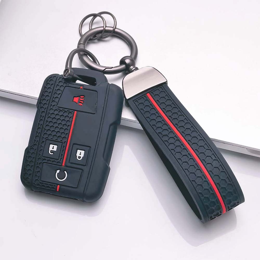 Key Fob Cover for GMC 1500 Sierra 2500HD 3500HD Silverado with Keychain Anti-Scratch Guard Shockproof Protection Soft Grip Texture