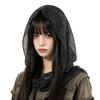 Solid Color Hooded Headscarf Y2k Head Wraps Fairy Shawl Cap  Girl