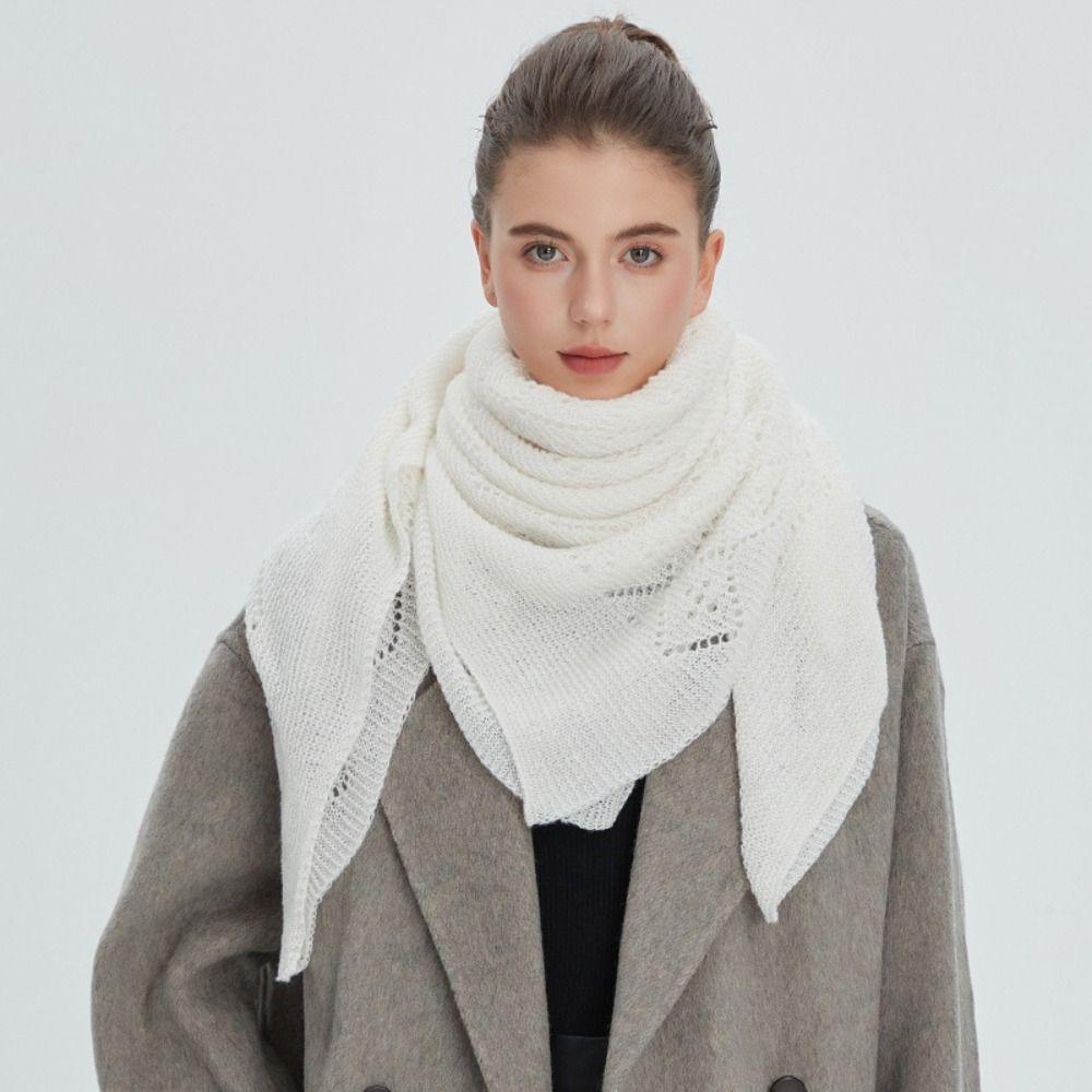 Luxury Soft Knitted Scarves Hollow-out Elegant Large Square Scarf Shawl Wraps Women Fashion