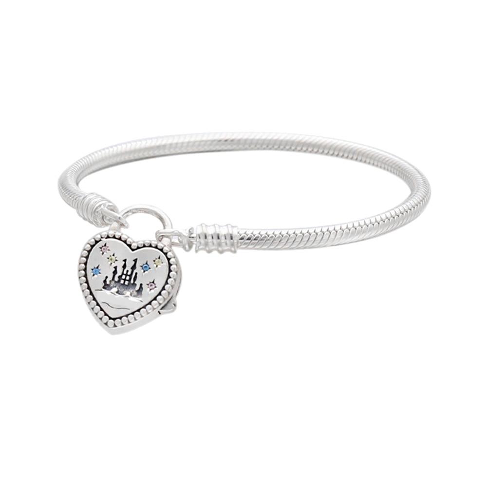 

Браслет Шарм 925 стерлингового серебра браслет замок браслет для бисера Diy ювелирные изделия женский подарок 20cm