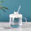 Kawaii Cups Cute Panda Glass Cup With Straw Cap Spoon Coffee Breakfast Cup Beer Mug Cups and Mugs Free Shipping Drinking Glasses