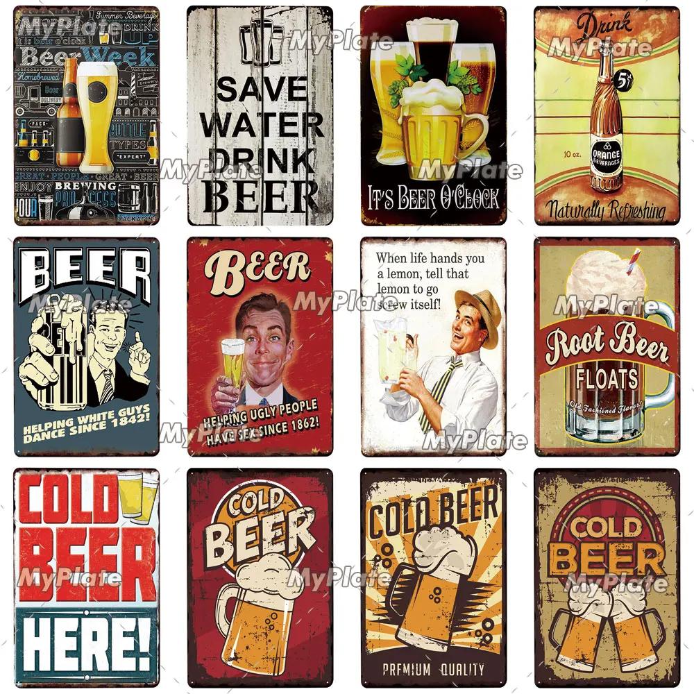 KALTEN BIER Metall Zeichen Vintage Plaque Alkohol Zinn Zeichen Platte Wand-dekor Für Bar Club Mann Cave Kunst Malerei  geschenk
