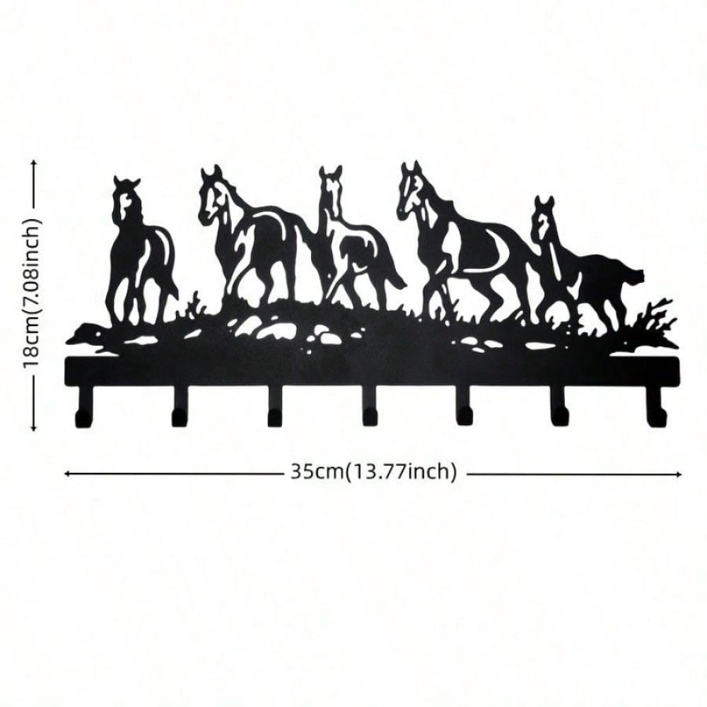 1Pcs 5 Horse Key Hook Hanger Wall Mounted Coat Rack Organizer for Entryway Office Living Room