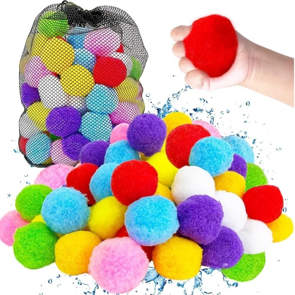

60pcs Quick Hydration Water Sponge Balls Colorful Water Soaker Balls Backyard Battles D