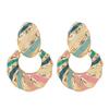 European and American fashion personalized vacation style color drip glaze geometric earrings light luxury atmosphere high-end fragrance earrings