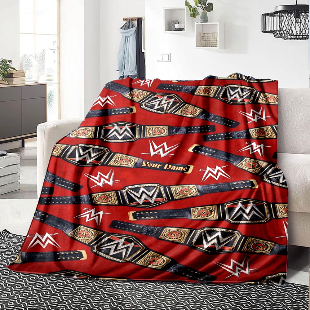 Wrestlemania Customize Text Blanket Lightweight Personalized Blanket Durable Comfort for Living Room Couch Seaside Office Four Seasons Universal