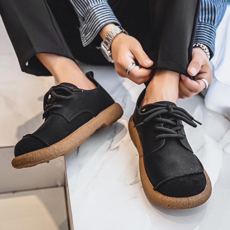 Men's Plus Size Breathable Leather Driving Shoes - Autumn Style, Non-Slip Soft Sole, Fashionable & Versatile.