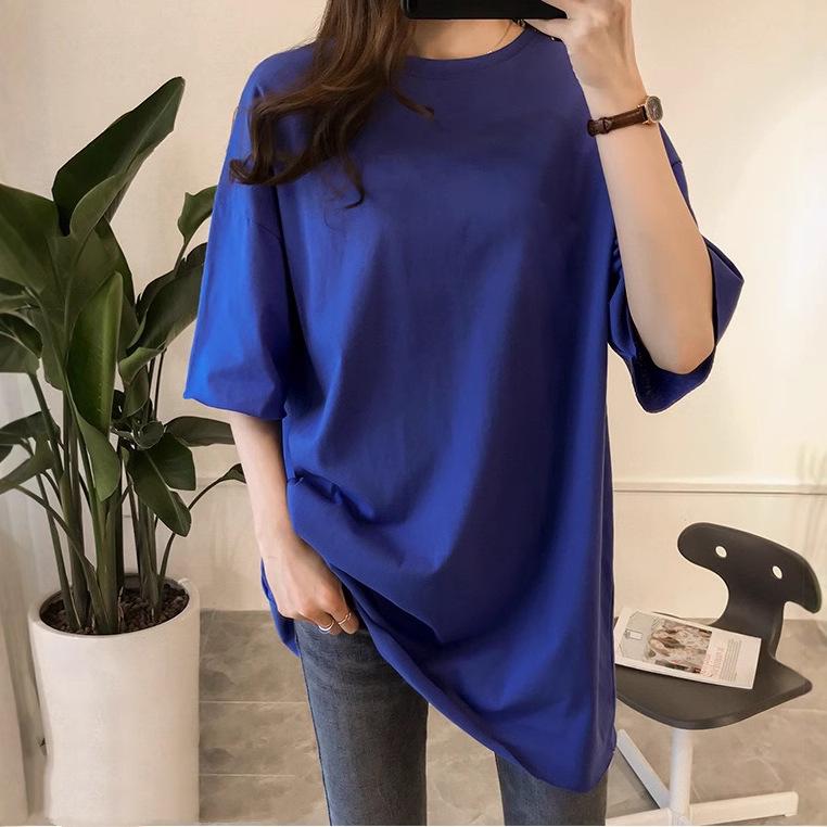 Women's Oversized Korean Style Loose Solid Color Short Sleeve T-Shirt