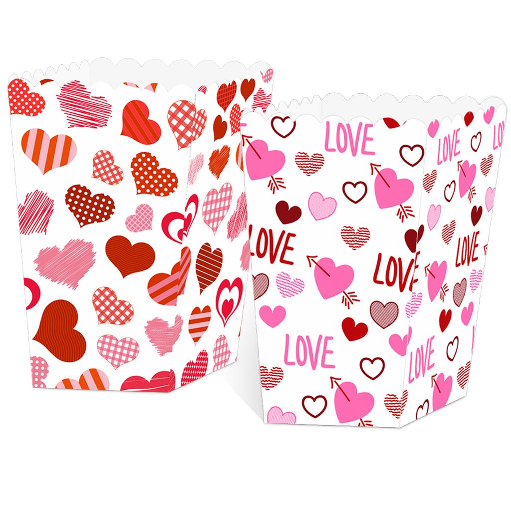 4 Stück Valentinstag-Mottoparty-Dekoration Liebe Popcorn-Box Backwaren-Karton Individuelle Anpassung