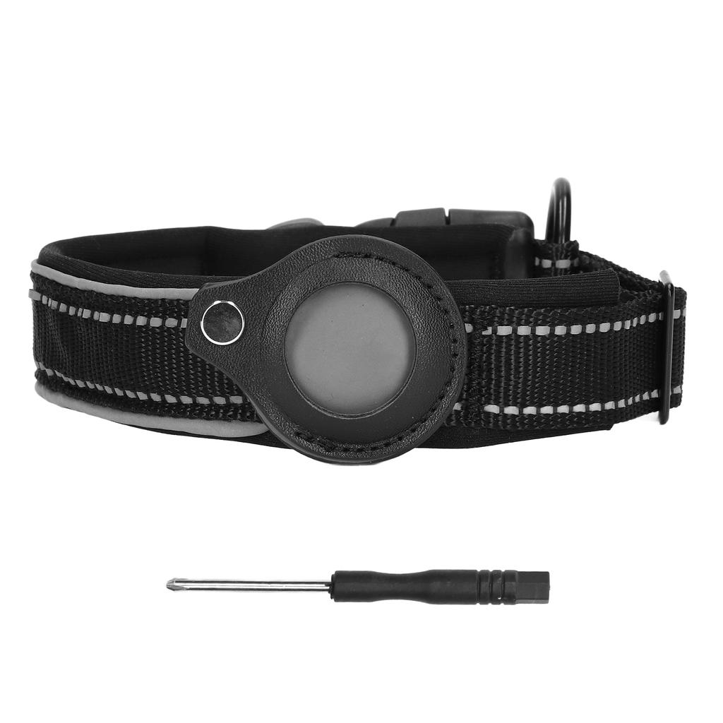 Reflexní obojek pro psa Nastavitelný Odolný Polstrovaný neoprenový obojek pro domácí mazlíčky s držákem na AirTag pro