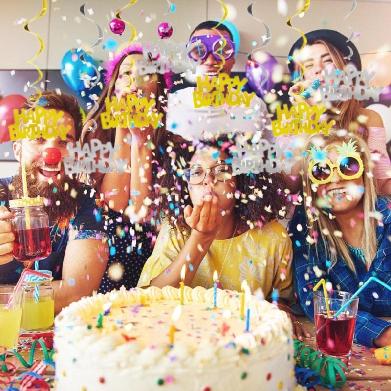 Stylish Birthday Party Hanging Swirls Beautiful Happy Birthday Spirals Decors Set Individualized Party Enhancement