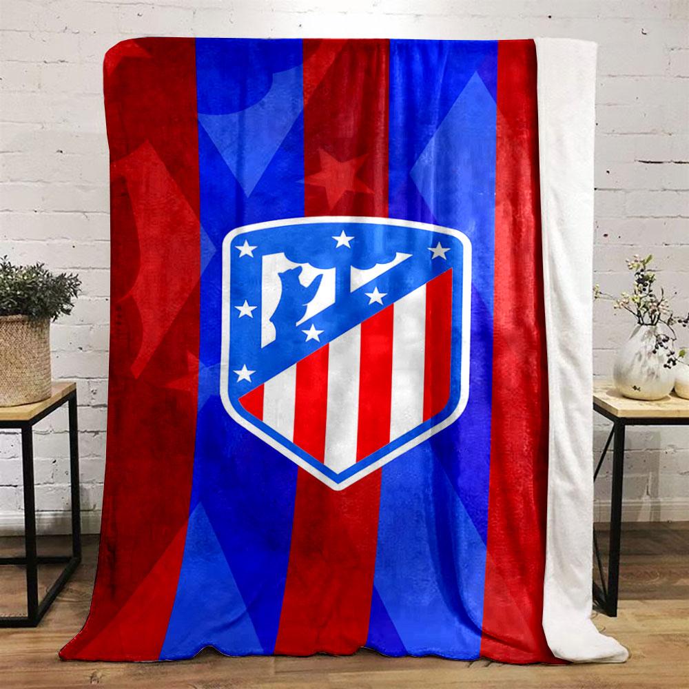 Vertical red and blue stripes with a shield emblem in the center. for all seasons blanket lunch break throw gift