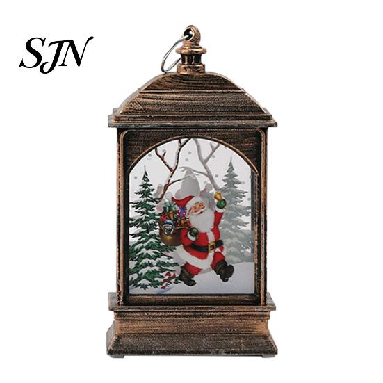 Exquisite Gift for Friends Vintage Christmas Lantern Night Light, Rectangular Glowing Tabletop Decor Warm Atmosphere Light Mantel Party, Flameless LED