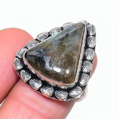Labradorit Handgefertigt 925 Sterlingsilber Schmuck Ring Größe 7 p4l20