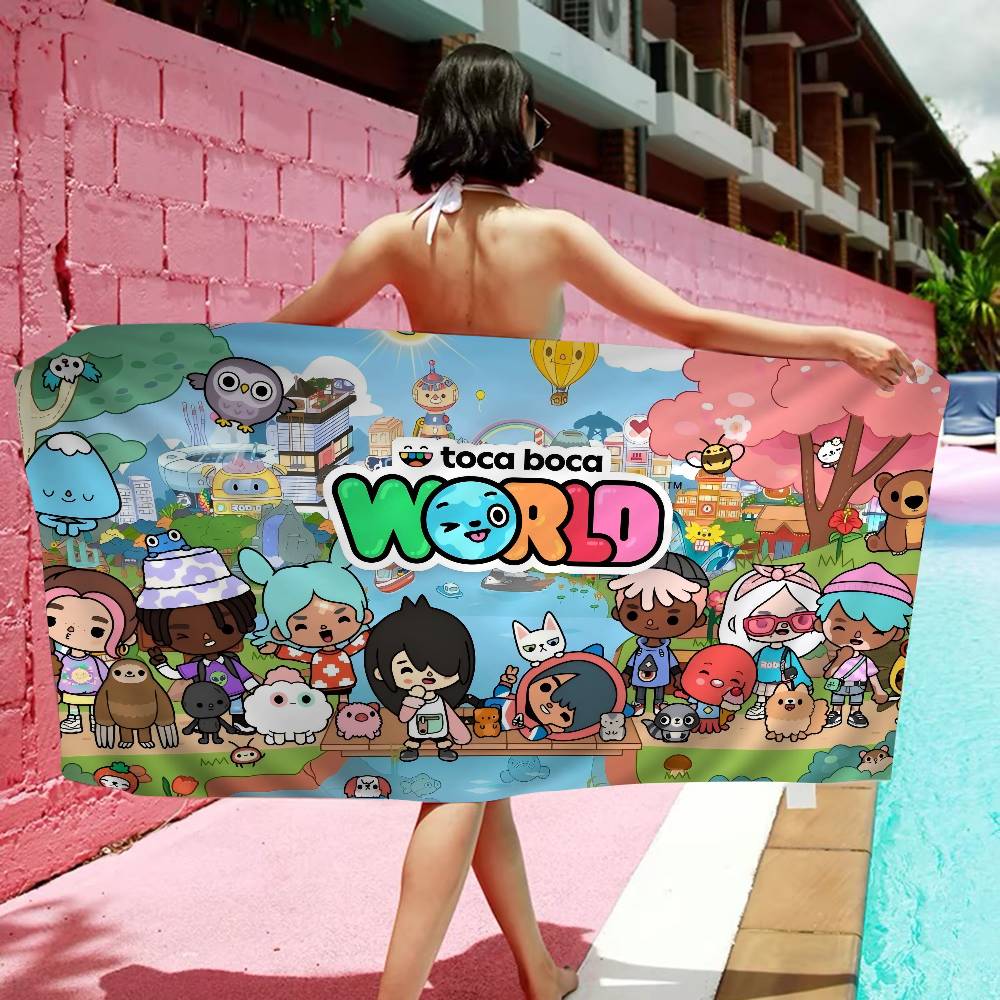 T-Toca-Boca T-Toca Life World Microfiber Beach Towel Absorbent Quick Dry Soft Yoga Swimming Resort Mountain Climbing Towel