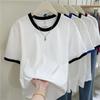 Special Offer, Pure Cotton, Summer New Contrasting Color Splicing Loose Casual Versatile Short-sleeved T-shirt Women's and Men's Couples' Clothing