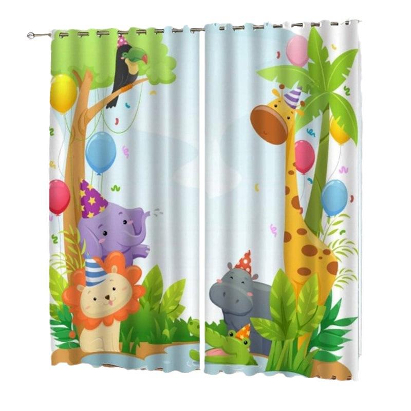 Curtain Forest Zoo Cartoon Children 3D Digital Printing High Density Blackout