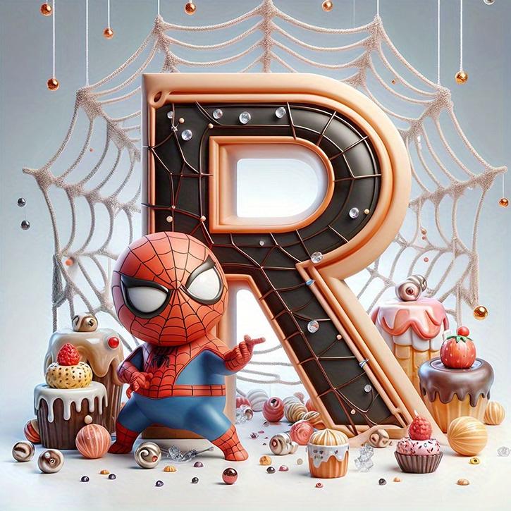 

Мультфильм Полная Алмазная Живопись Marvel Человек-паук Новое Поступление Вышивка 26 Букв Мозаика Алфавит Милый Декор Комнаты Round 20x20cm