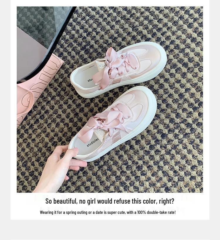 Women's Spring/Summer 2025 Grape Mom Satin German Trainer: Leather, Thick Sole, Height-Increasing, Lace-Up Skate Shoes