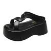 Summer Women Slippers Beach Flip-Flops Ladies Chunky Leather Shoes Wedge Heels Outside Sandals Woman High Platform Slippers 8CM